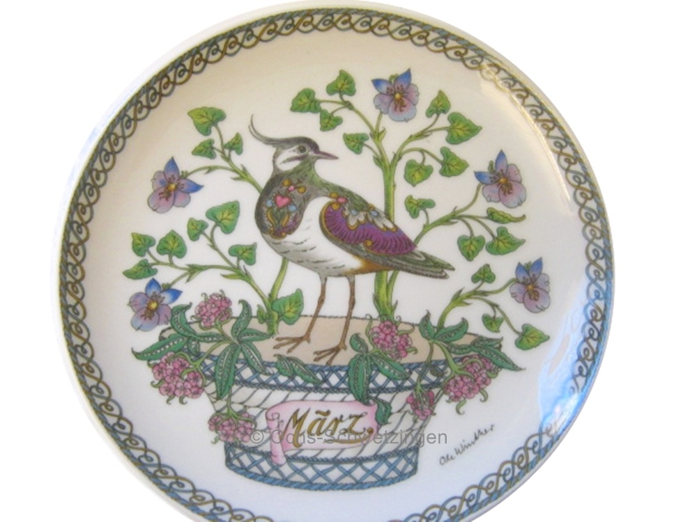Hutschenreuther Wandteller Kiebitz -  März  - Designer Ole Winther  - 16cm