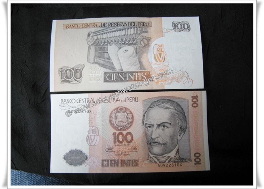Banknote Peru 100 Intis 1986  - 5 Stück (P-132b - 01)