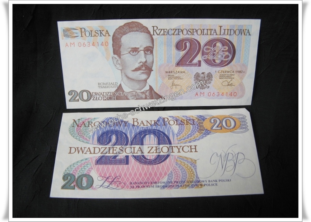 Banknote Polen 20 Zlotych 1982 - 5 Stück (P-149 -05)