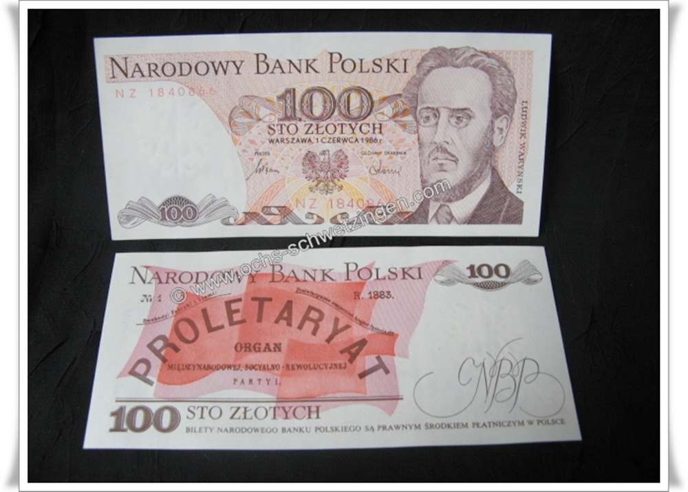 Banknote Polen 100 Zlotych 1986 - 5 Stück (P-143a -06)