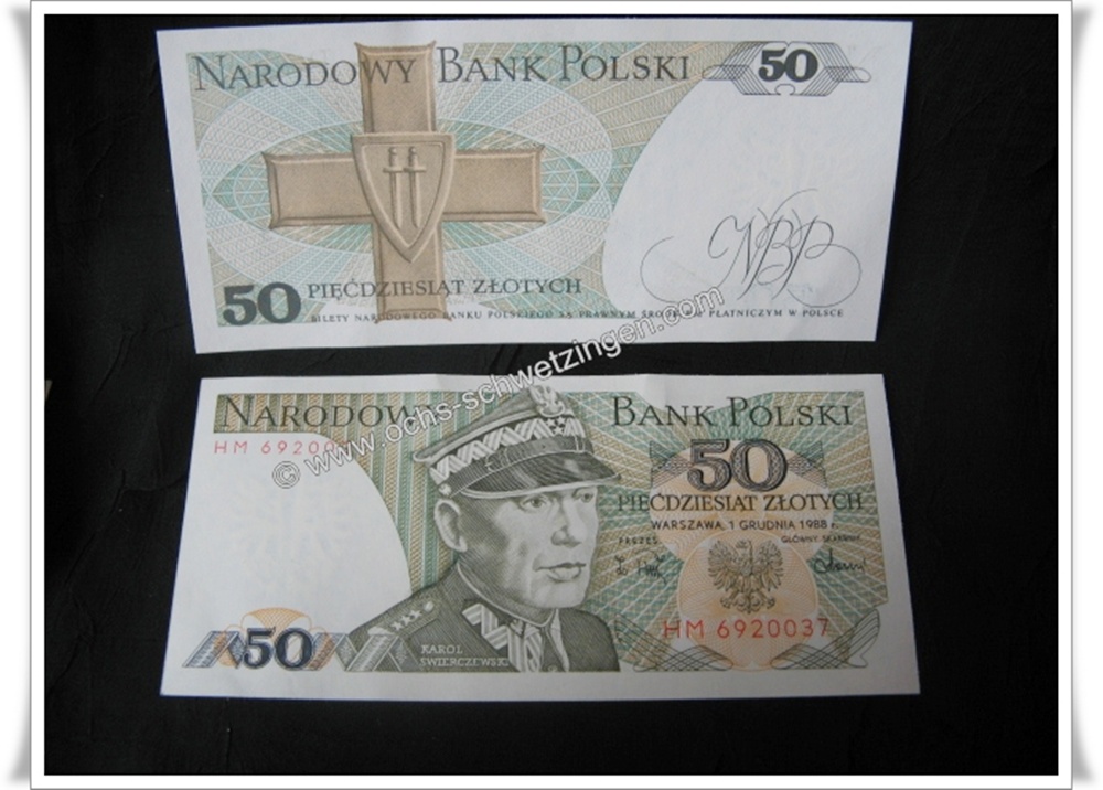 Banknote Polen 50 Zlotych 1988 - 5 Stück (P-142a - 07)
