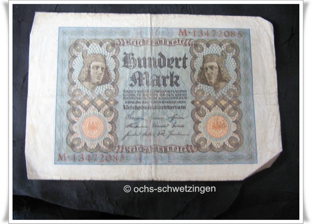 Banknote Germany 100 Mark 1920 (P-69a - 14/1)