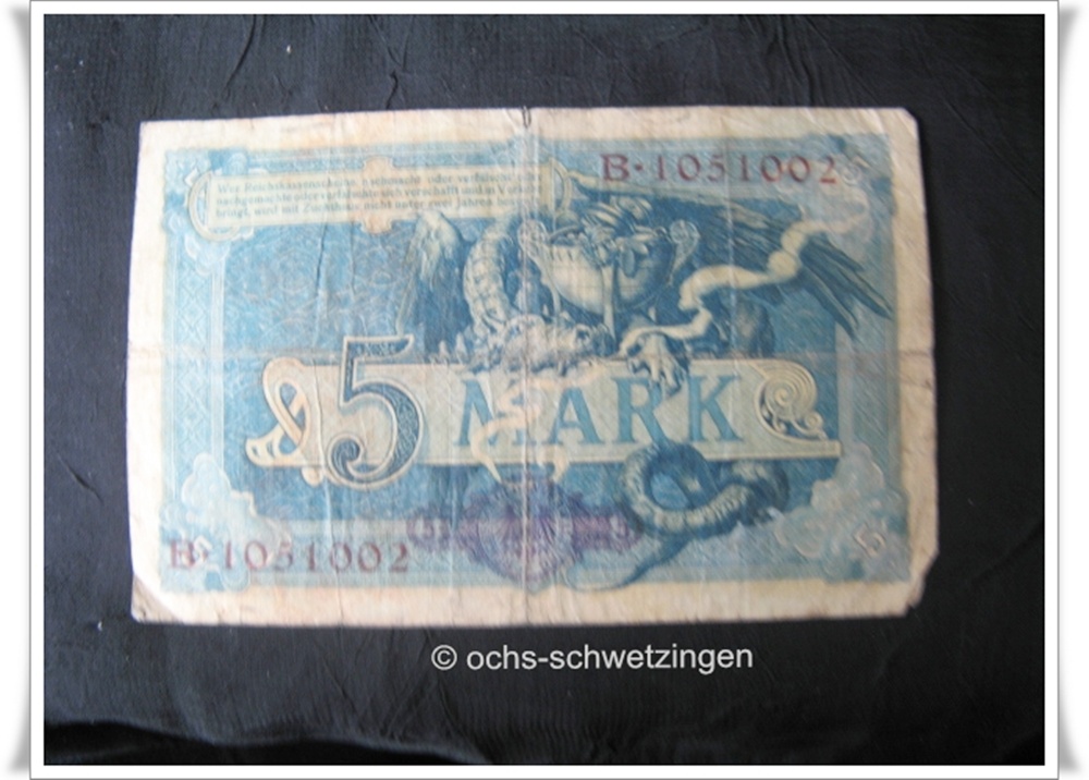 Banknote Germany 5 Mark 1904 (P-8a - 16/1)