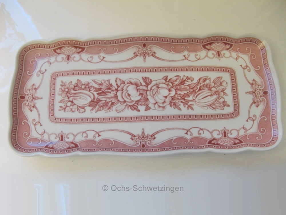 Hutschenreuther Windsor Rot Kuchenplatte ca.33 X 15,5cm