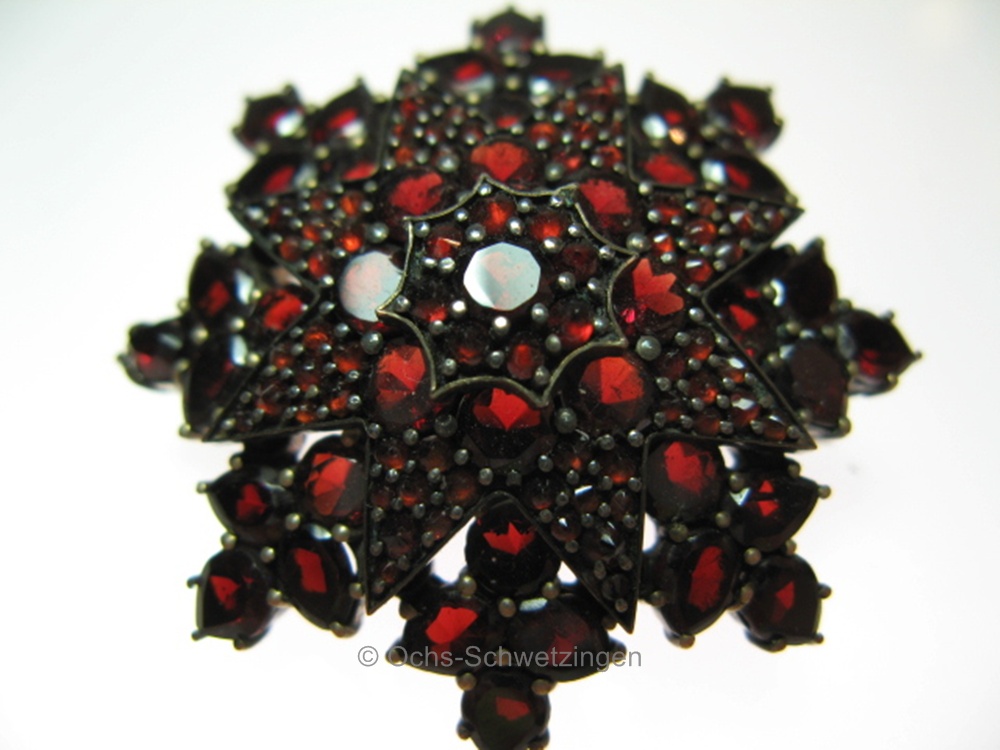 Antikschmuck: Granat - Brosche  Stern  um 1890 (10)