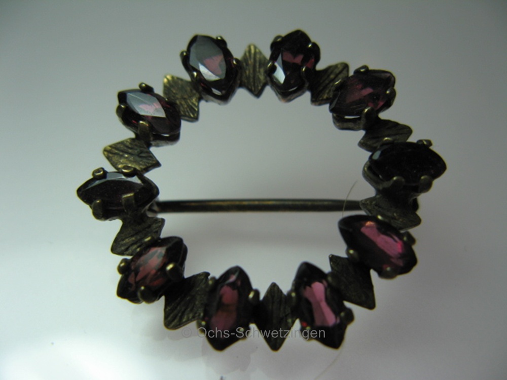 Antikschmuck: Granat - Brosche 835 Silber um 1930 (13)