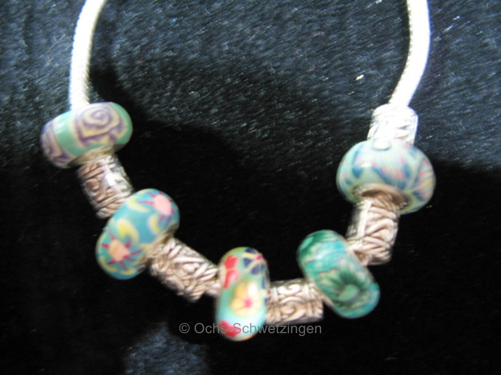 10 Beads - modular bead - polymer clay Elemente + Spacer - Loch ca.4,5mm (s3)