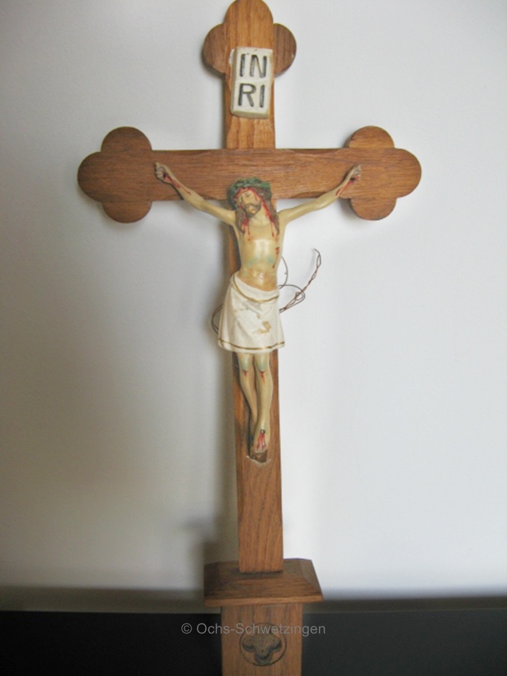 Kruzifix Kreuz Holz 46 cm um 1933 - Gips Jesus- prachtvoll  bemalt (K4)