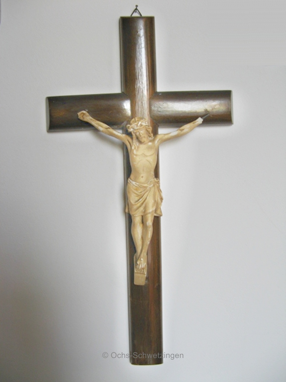 Kruzifix Kreuz Holz 53 cm um 1940 - Gips Jesus - defekt (K5)