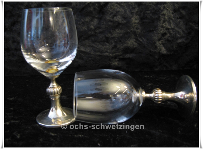 Schnapsglas - 2 Stück  - Kristall auf 925 Sterling - Silber Fuß Rarität (Lot 1)