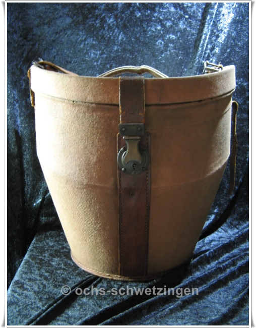 Alter Hutkoffer Hutschachtel aus Leinen und Leder um 1900 - ca. 35 cm hoch